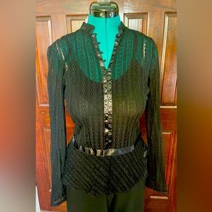 I.N.C Black Lace blouse with black tank (attached), size M.